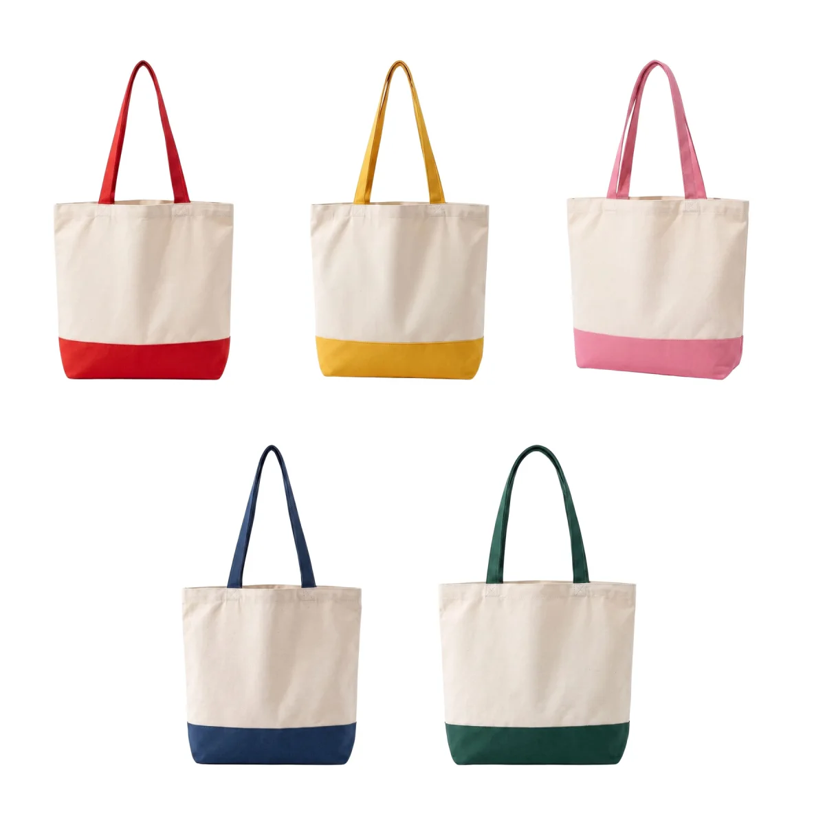 Color Block Canvas Shopper Tote