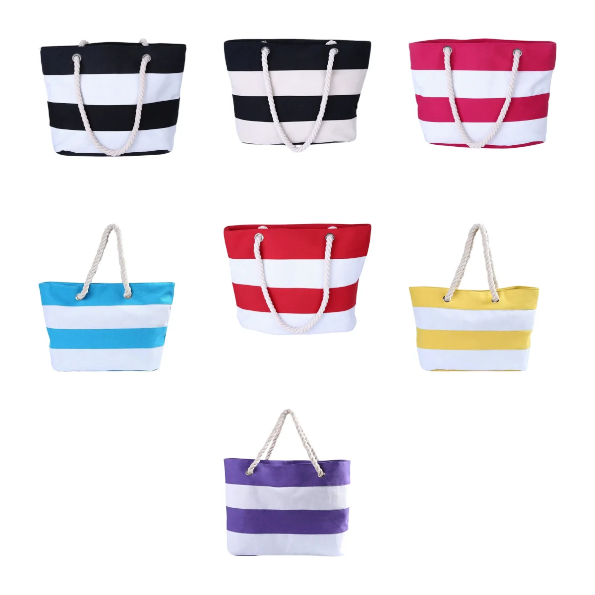 Striped Patchwork Beach Tote