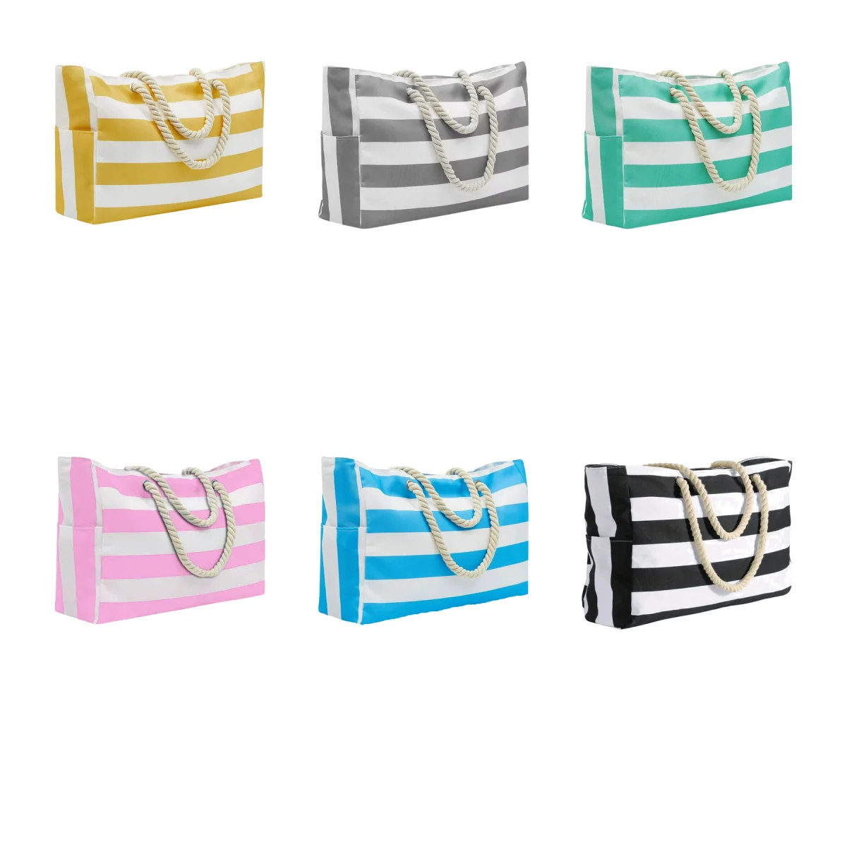 Striped Cotton Beach Carry Tote
