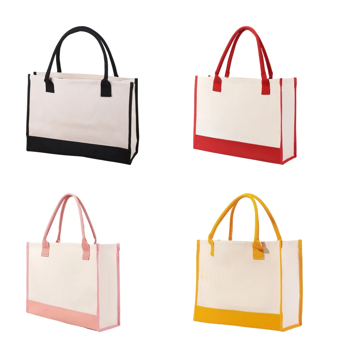 Color-Block Canvas Shoulder Tote