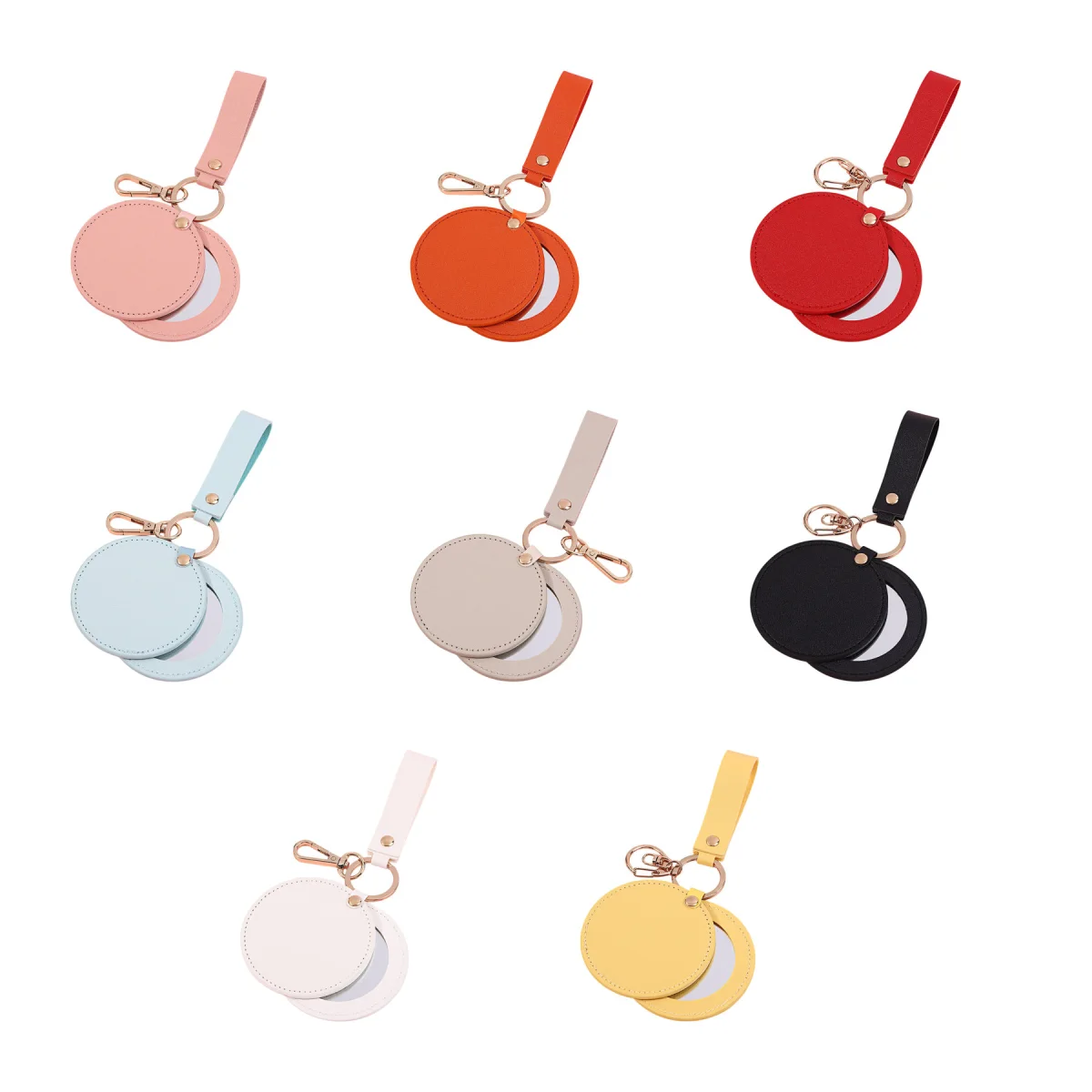 Pu Leather Travel Mirror Key Ring