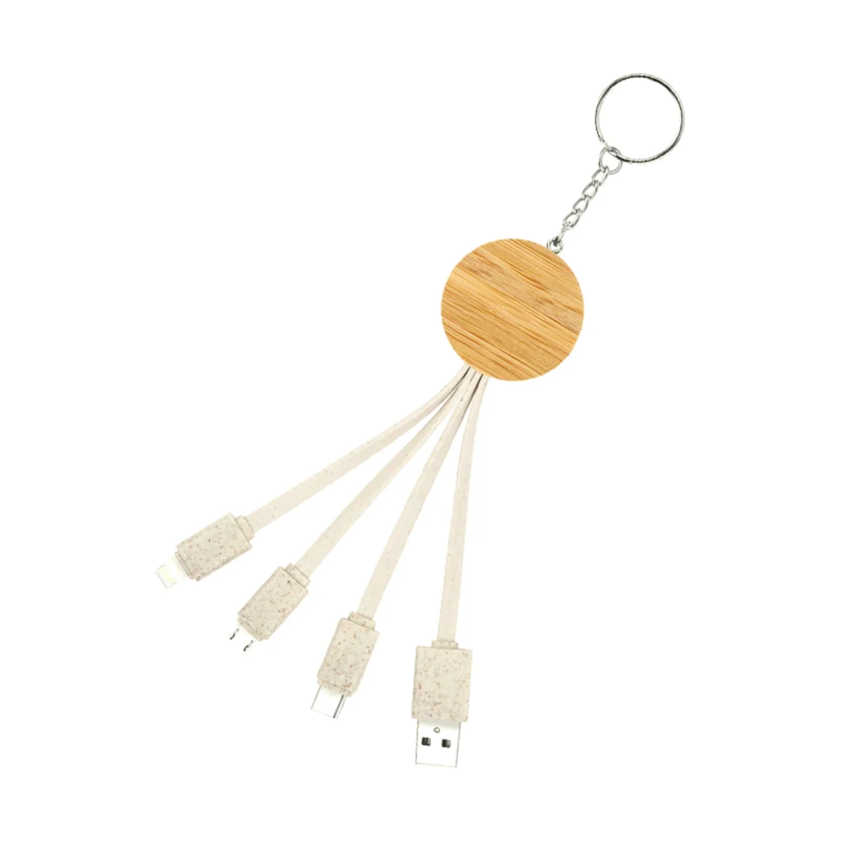 Wooden Key Ring Data Charging Cable