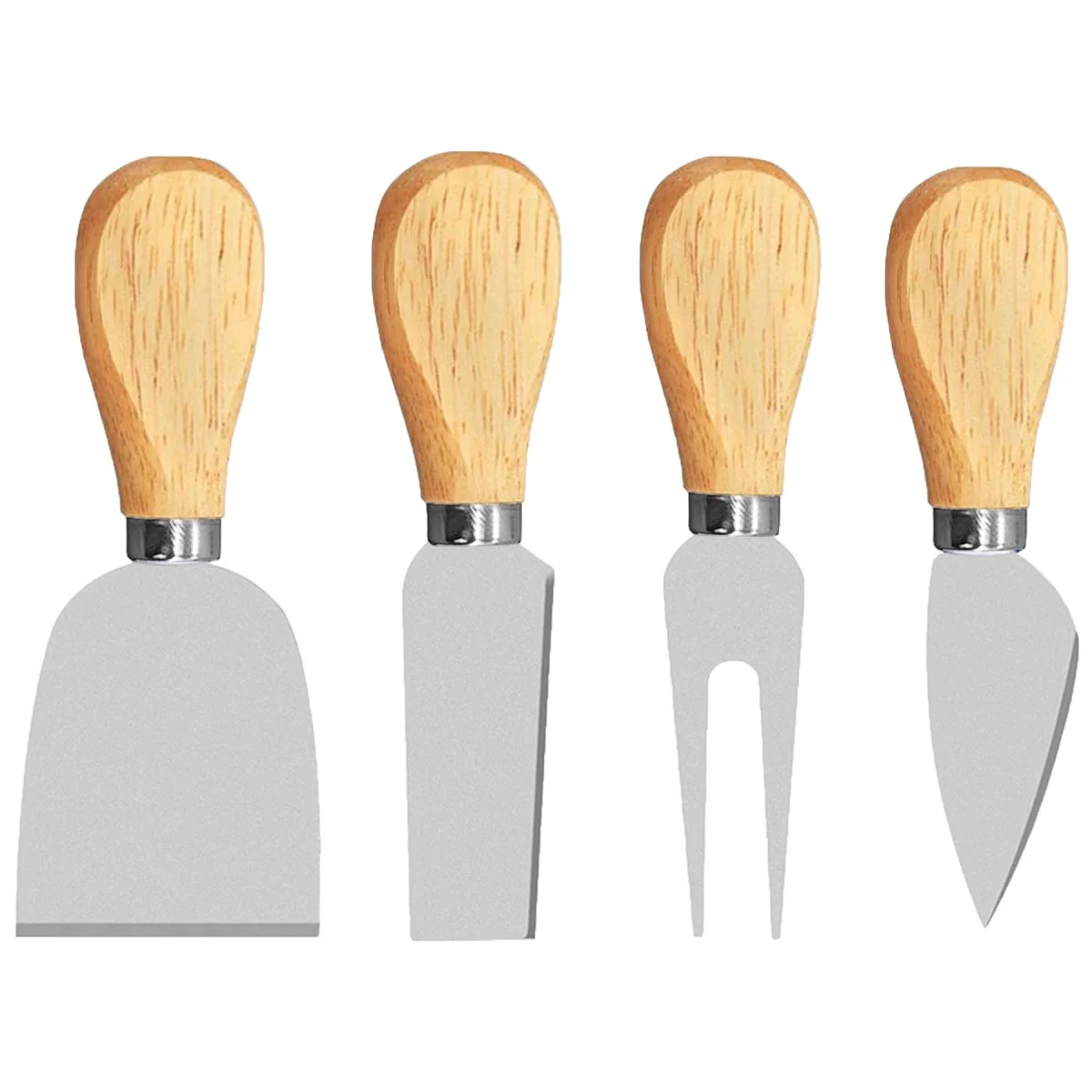 4-Piece Cheese Knife Set with Wooden Handles