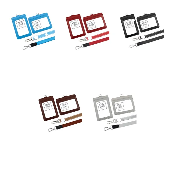 Leather Lanyard Id Card Holder