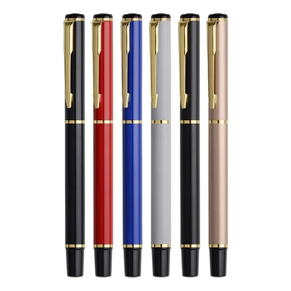 Rounded-Orb Metal Rollerball Pen