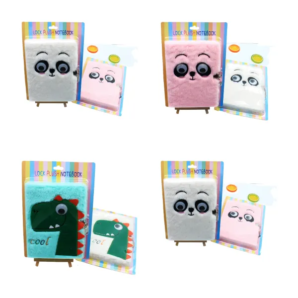 Lockable Plush Notebook Set Lined Pages