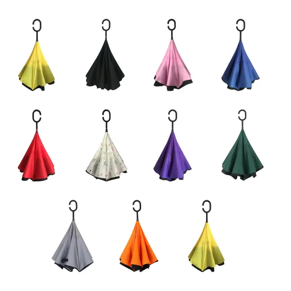 Hands-Free C-Handle Reverse Inverted Folding Umbrella