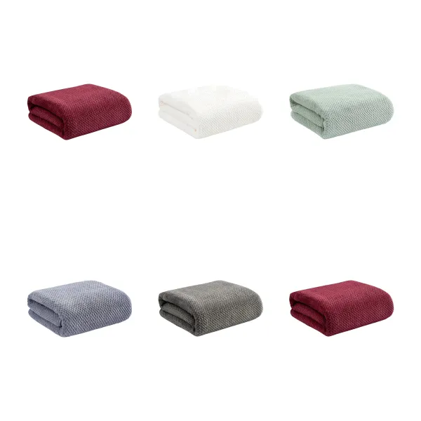 Pineapple-Grid Coral Fleece Quick-Dry Towel Set