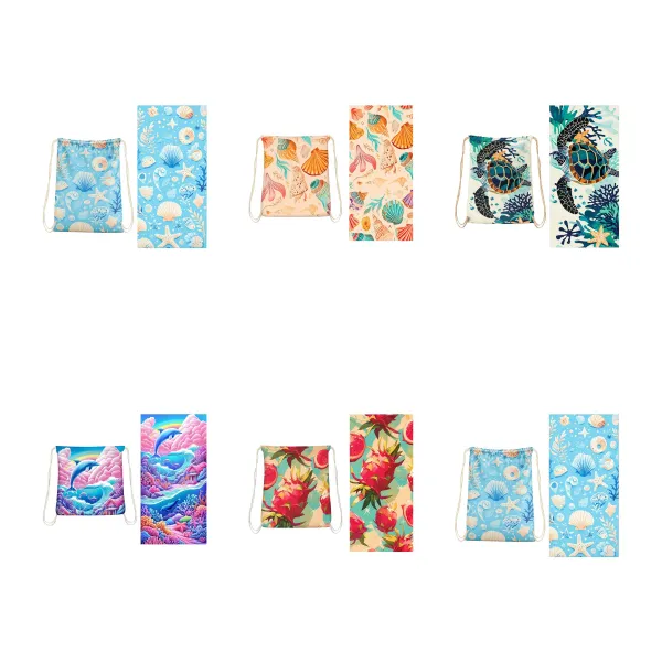 Foldable Packable Quick-Dry Beach Towel Pouch