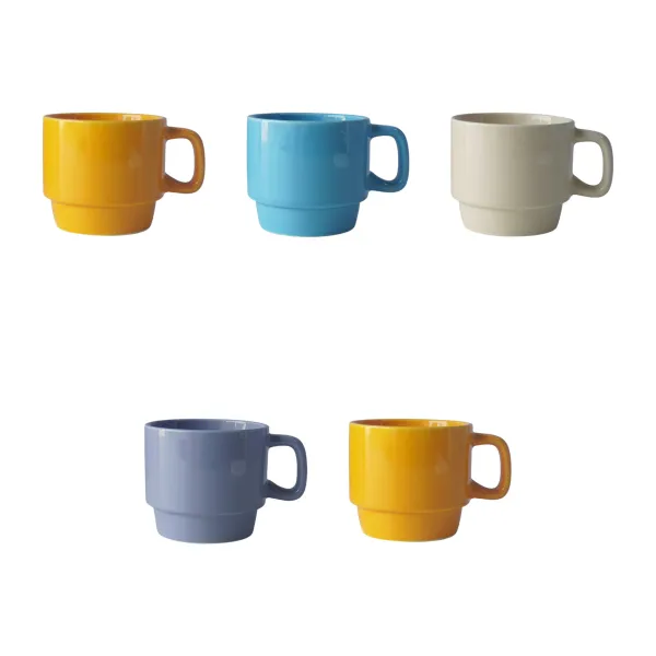 Stackable Scandinavian 8 Oz Ceramic Cup Set