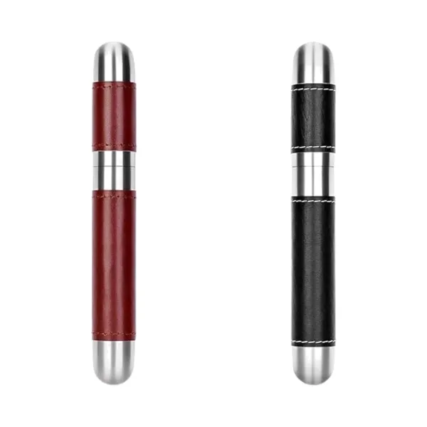Leather-Wrapped Stainless Steel Cigar Travel Tube