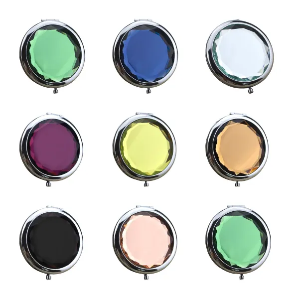 Crystal-Edge Double-Sided Magnifying Folding Vanity Mirror