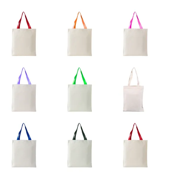 Long-Handle Thick Canvas Printed Shopping Tote Bag