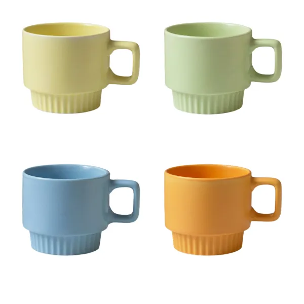 Space-Saving Stackable Cream Ceramic Coffee Mug
