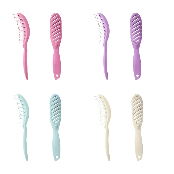 Anti-Static Curved Wide-Tooth Wheat Straw Comb