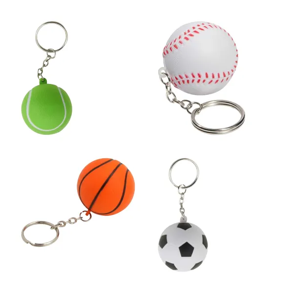 Bouncy PU-Foam Tennis Ball Stress Relief Keychain