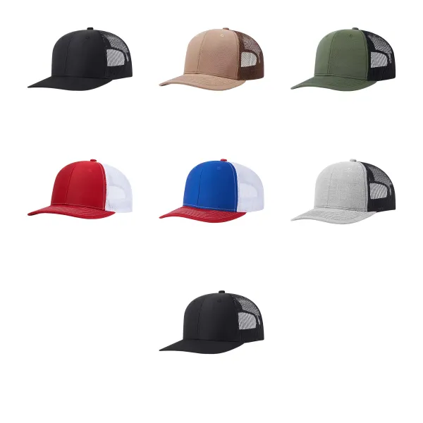 Curved-Brim Color-Block Mesh Trucker Baseball Cap