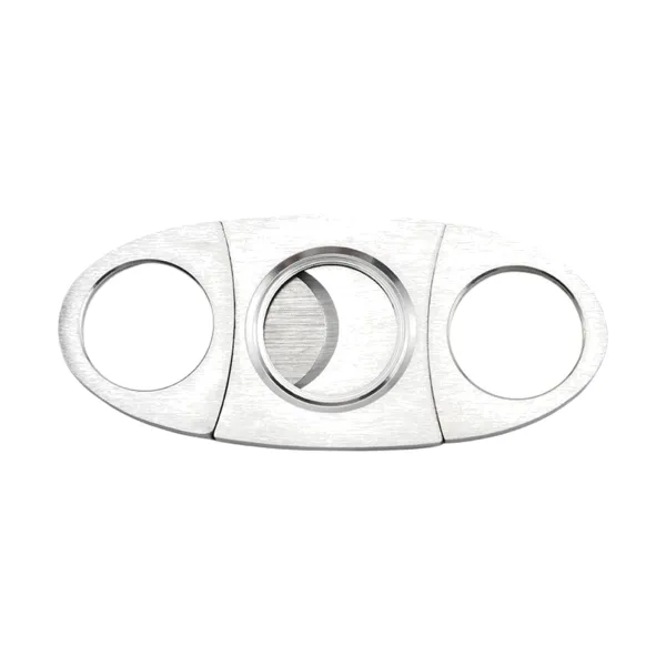 Velvet-Pouch Double-Blade Stainless Cigar Cutter