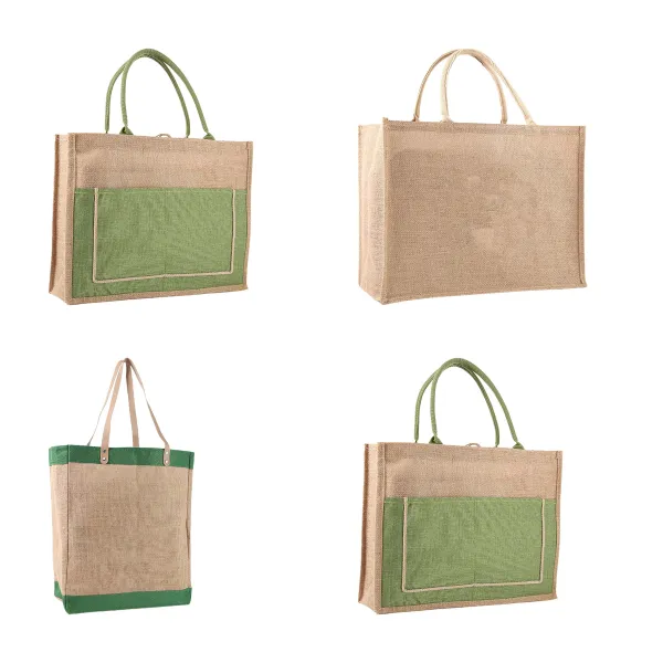 Rustic Sustainable Jute Canvas Travel Tote Bag