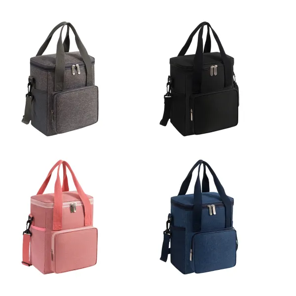 Side-Pocket Double Deck Leakproof Nylon Lunch Cooler Bag