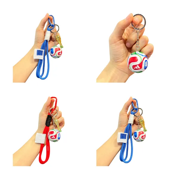 Polished Metal Soccer Ball Keychain Fan Accessory