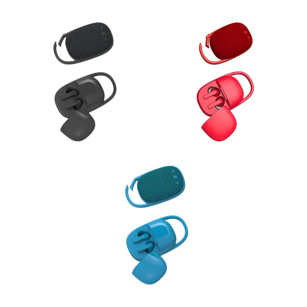 Buckle-Clip Wireless Earbud Speaker Charging Case
