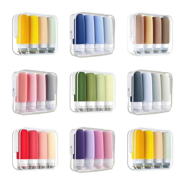 Wide-Mouth Leak Proof Silicone Travel Bottles Set