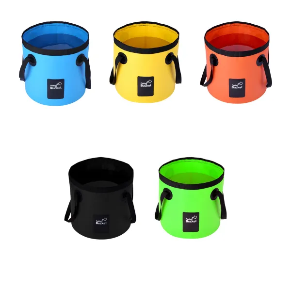 Flat-Fold Collapsible Portable Water Bucket Pail