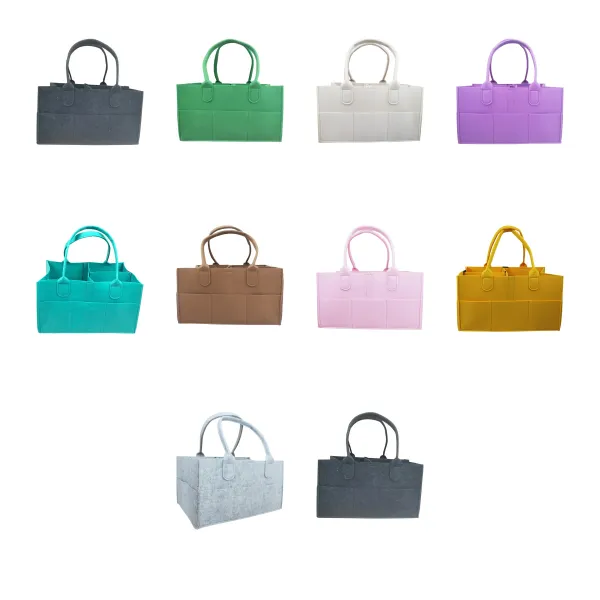 Open-Top Felt Diaper Caddy Organizer Tote Bag