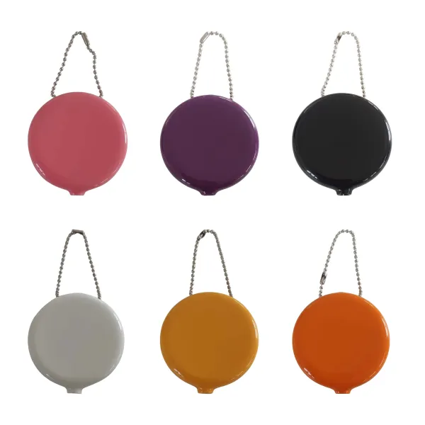 Chain-Carry Round Zipper PVC Coin Pouch Bag