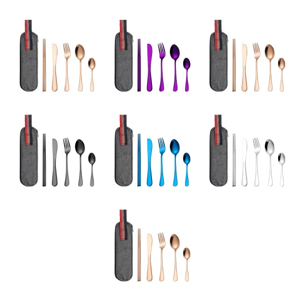 Straw-Included Reusable Stainless Travel Utensil Kit