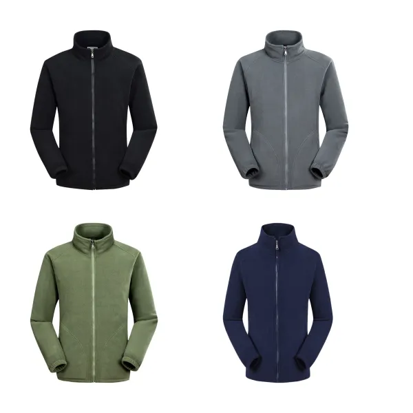 Mock-Neck Men Full Zip Fleece Outdoor Jacket