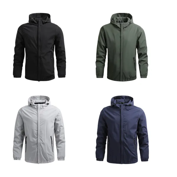 Adjustable-Hood Waterproof Packable Rain Shell Jacket