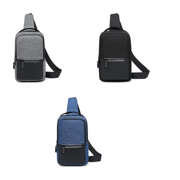 Waterproof Oxford Sling Chest Bag with USB Port