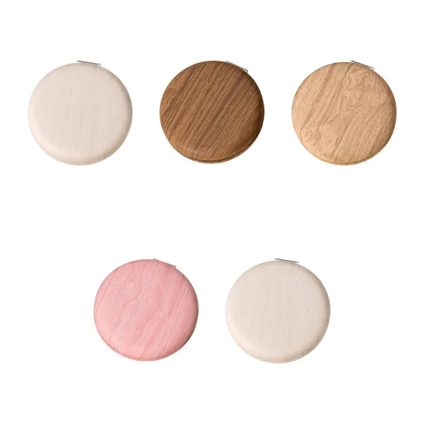 Two-Sided Folding Wood Grain Makeup Mirror