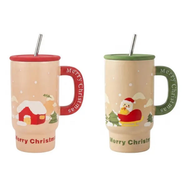 Festive Santa Ceramic Travel Mug