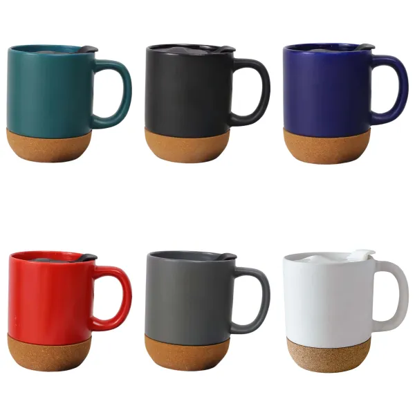 Cork-Base Matte Ceramic Coffee Mug Cup