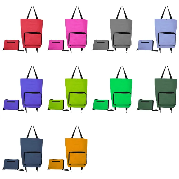 Fold-Flat Foldable Rolling Shopping Cart Tote