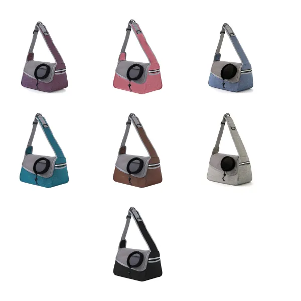 Reflective-Trim Crossbody Pet Carrier Sling Bag