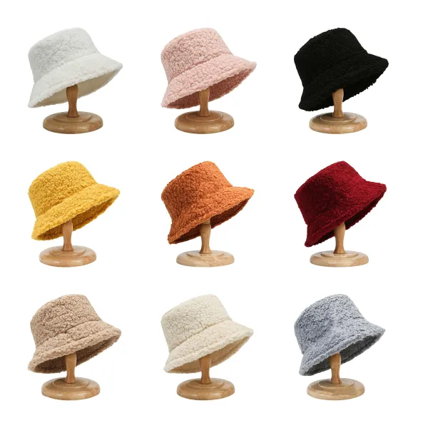 Ear-Warming Lamb Wool Winter Bucket Hat Cap