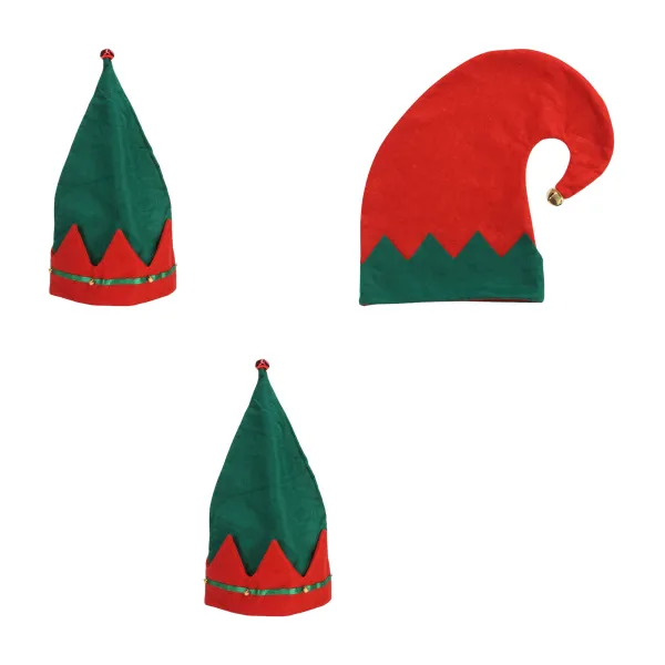 Red-Green Festive Nonwoven Holiday Elf Hat