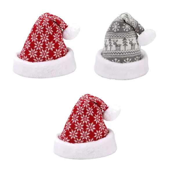 Deer-Motif Knitted Snowflake Deer Christmas Hat