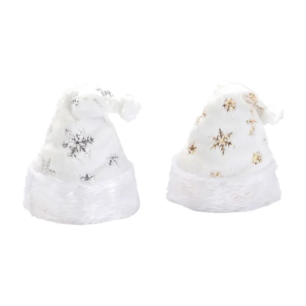 Fleece-Lined Plush White Snowflake Christmas Hat