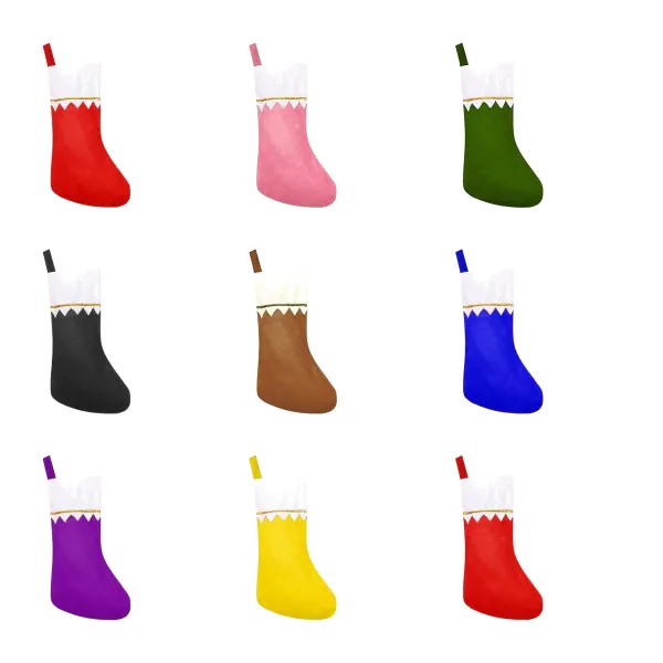 Wide-Cuff Gold Trim Nonwoven Christmas Stocking