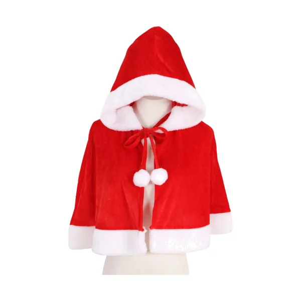 Hooded Red Velvet Christmas Shawl Wrap Cape