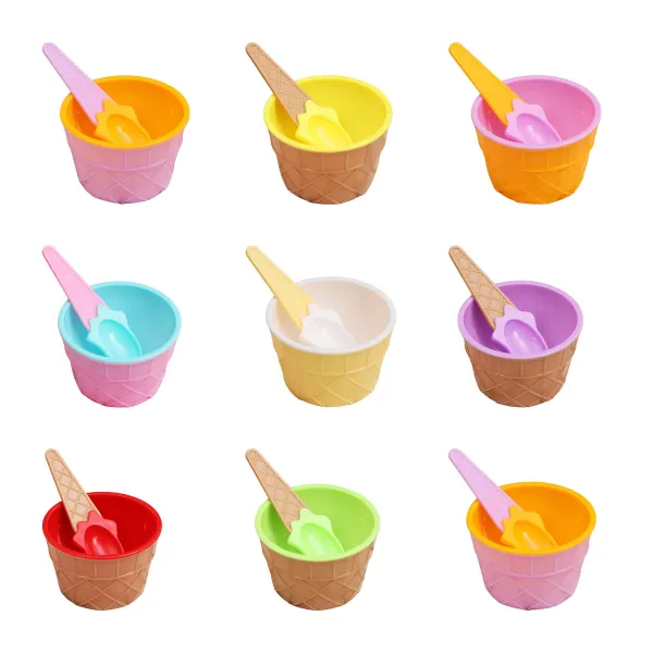 Spoon-Included Ice Cream Bowl Dessert Set