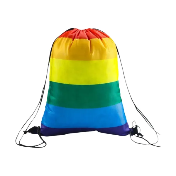 Pride-Print Rainbow Polyester Drawstring Backpack Bag