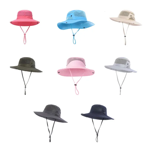 Chin-Strap UPF Mesh Fishing Sun Hat Cap