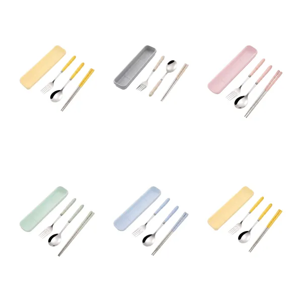 Nested-Set Stainless Steel Travel Chopstick Spoon Set