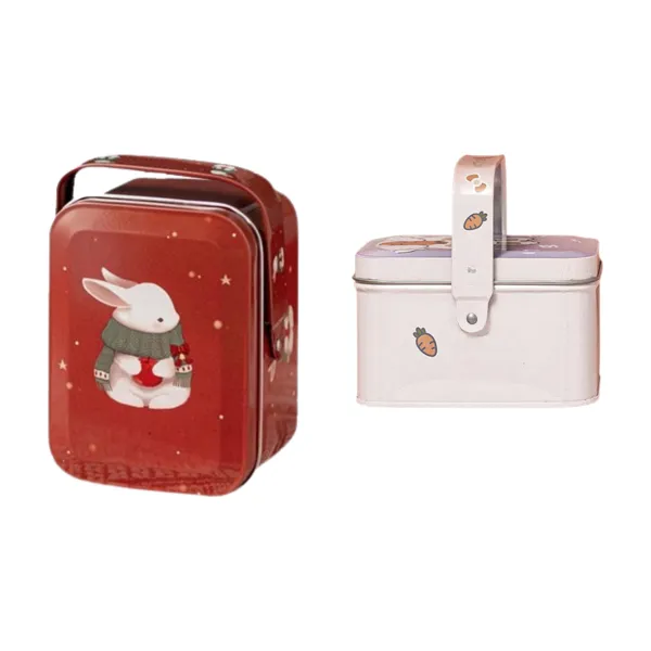 Rounded-Edge Red Metal Storage Tin Box